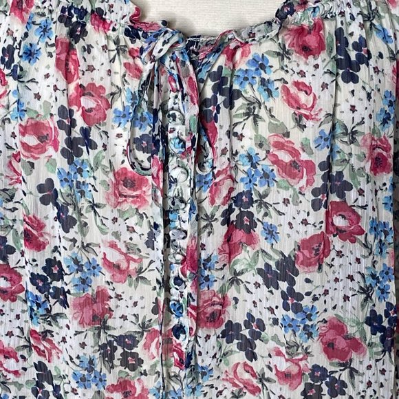 Torrid 1 1X floral blouse white pink multi - Picture 2 of 7